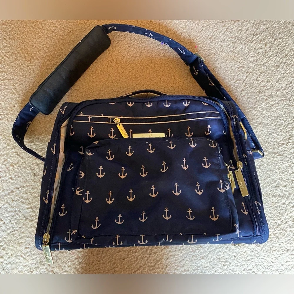 Ju-Ju-Be Navy and Gold Anchor Print Diaper bag